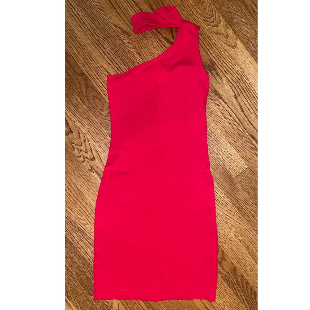 High neck red short dress!